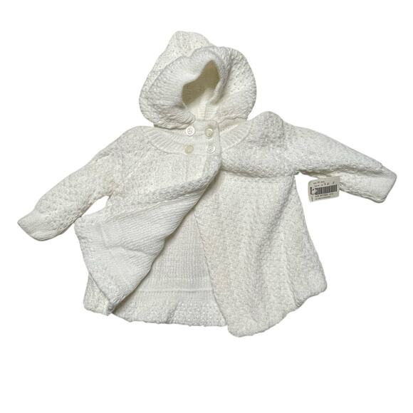 Sears Vintage White Sweater Hoodie Baby Jacket Deadstock size 12M - Picture 3 of 11